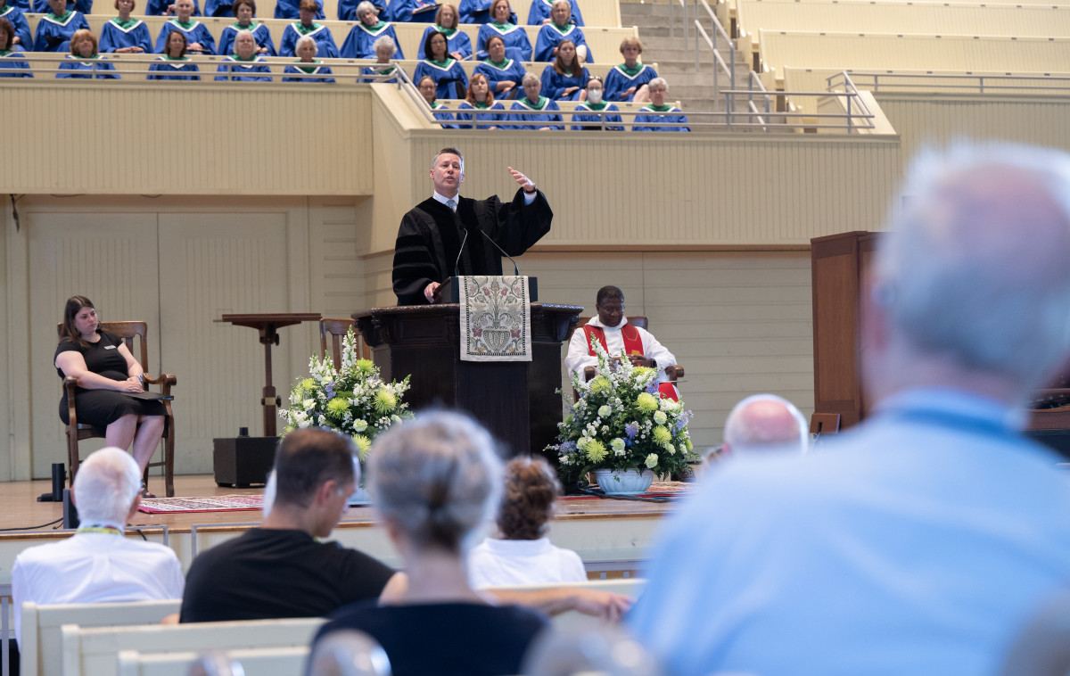 The Rev. Richard Kannwischer, senior pastor of Peachtree Presbyterian Church of Atlanta, opens his sermon series last Sunday in the Amphitheater; he concluded his week of preaching at Chautauqua Friday in the Amp with his sermon “What I Got Wrong About Faith.”
