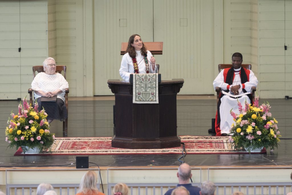 The Rev. Leyla King, who closed her Week Four chaplaincy Friday morning, delivers her first sermon last Sunday in the Amphitheater.