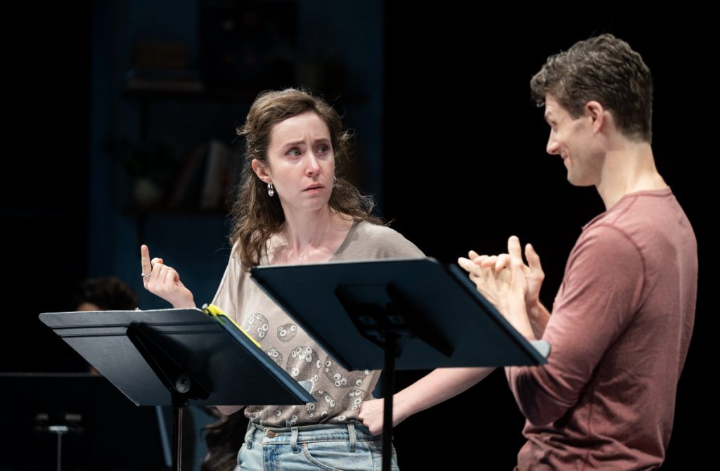 CTC Guest Actors Madeline Seidman and Tyler Weaks perform as Martha and Everett “Ed” Kavanaugh during a rehearsal of Best for Baby Friday in Bratton Theater.